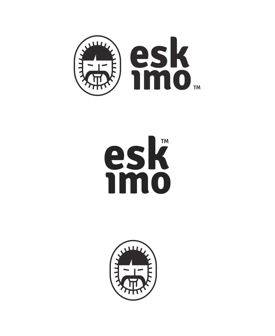 showcase of three variants of the eskimo logo on a white background